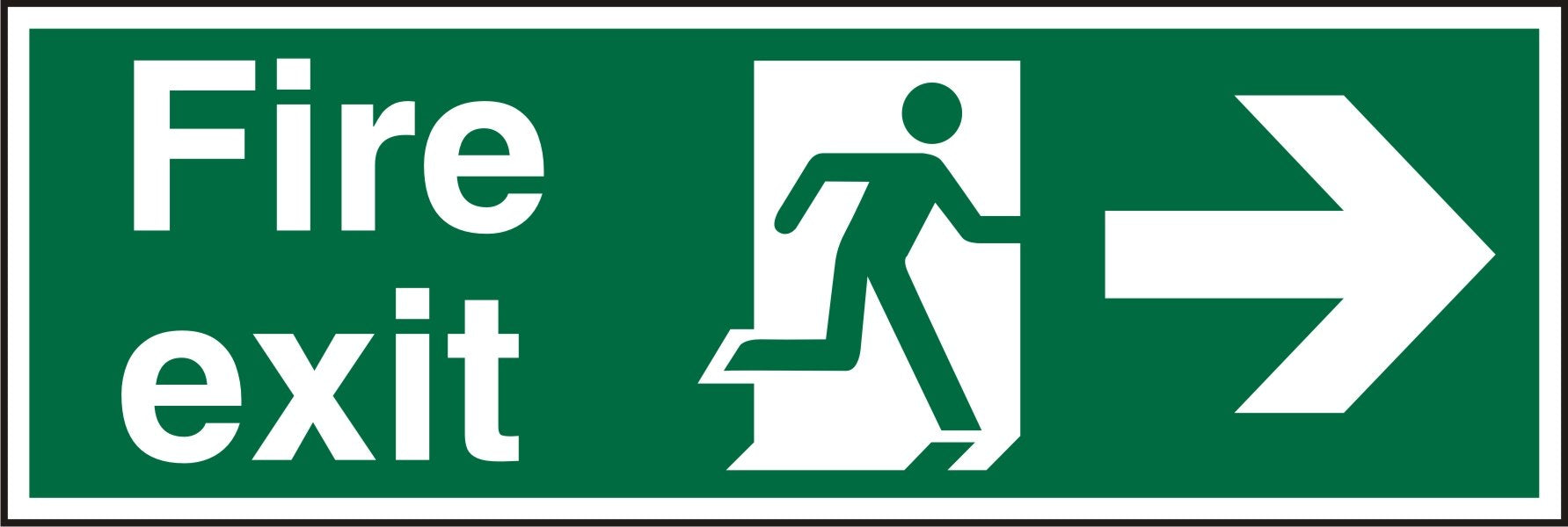 Fire Exit Sign Man Running with Right Arrow Self Adhesive Acrylic Green White 10 x 30 cm