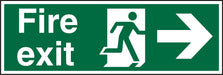 Fire Exit Sign Man Running with Right Arrow Self Adhesive Acrylic Green White 10 x 30 cm