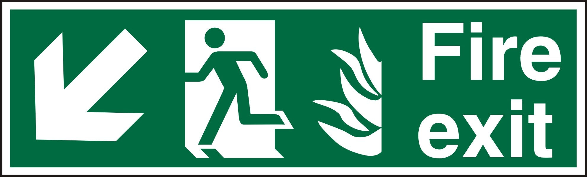Fire Exit Sign with Down Left Arrow Plastic 15 x 45 cm