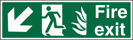 Fire Exit Sign with Down Left Arrow Plastic 15 x 45 cm