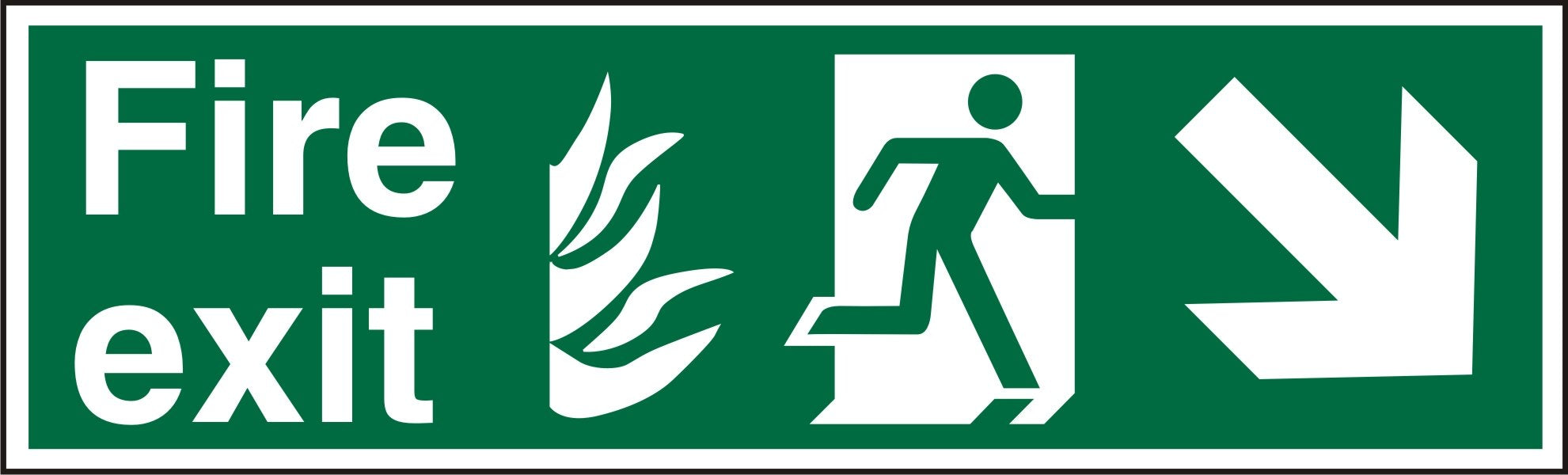 Fire Exit Sign with Down Right Arrow Plastic 20 x 60 cm