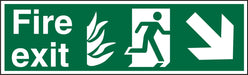 Fire Exit Sign with Down Right Arrow Plastic 20 x 60 cm