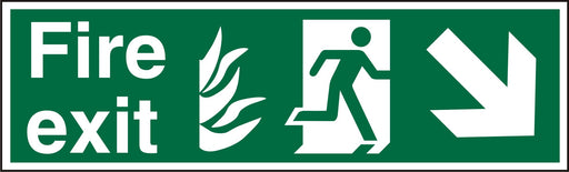 Fire Exit Sign Down Right Arrow Vinyl 20 x 60 cm