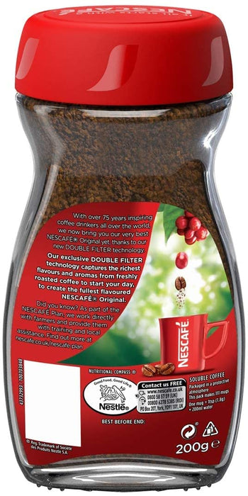 Nescafe Original Caffeinated Instant Coffee Jar Medium Dark 200 g