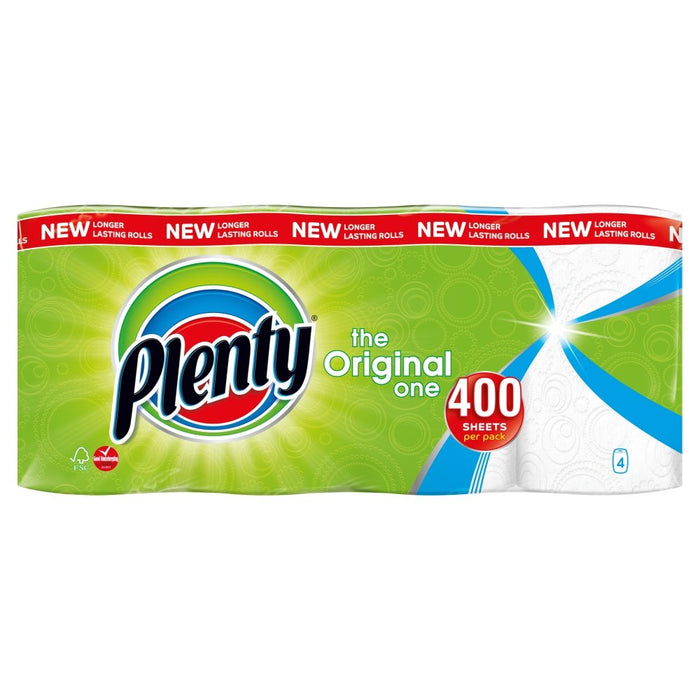 Plenty Kitchen Rolls The Original One 2 Ply 100 Sheets Pack of 4