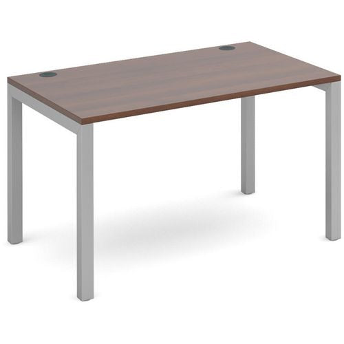 Dams International Rectangular Starter Unit Single Desk with Walnut Melamine Top and Silver Frame 4 Legs Connex 1200 x 800 x 725mm