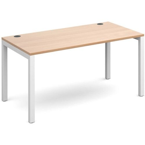Rectangular Straight Single Desk with Beech Coloured Melamine & Steel Top and White Frame 4 Legs Connex 1400 x 800 x 725 mm