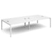 Dams International Rectangular Double Back to Back Desk with White Melamine Top and White Frame 4 Legs Connex 3200 x 1600 x 725mm
