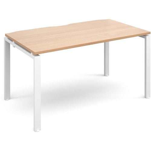 Dams International Rectangular Single Desk with Beech Coloured Melamine Top and White Frame 4 Legs Adapt II 1400 x 800 x 725mm