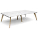 Dams International Rectangular Double Back to Back Desk with White Melamine Top and White Frame 4 Solid Oak Legs Fuze 2800 x 1600 x 725 mm