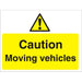Warning Sign Moving Vehicles Fluted Board 45 x 60 cm