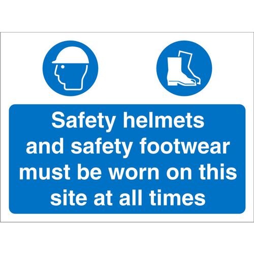 Site Sign Helmets & Shoes Fluted Board 45 x 60 cm