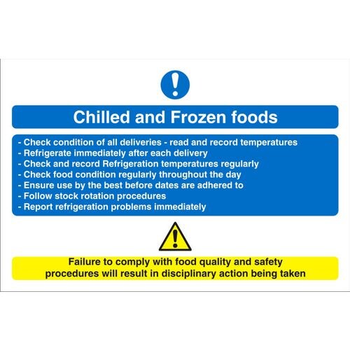 Catering Sign Chilled And Frozen Vinyl 20 x 30 cm