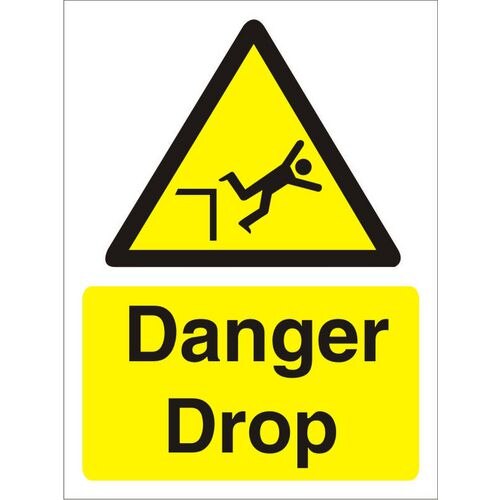 Warning Sign Danger Drop Plastic 40 x 30 cm