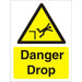 Warning Sign Danger Drop Plastic 40 x 30 cm