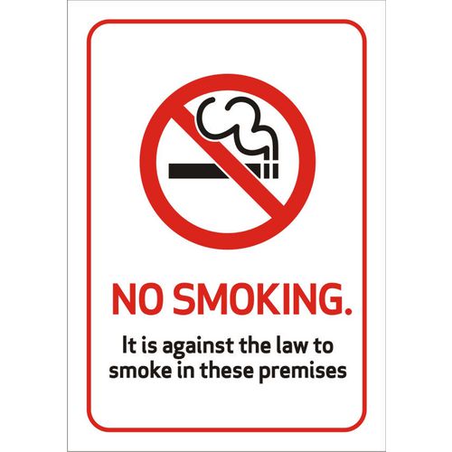 Prohibition Sign Against The Law to Smoke on These Premises A4 Plastic 21 x 29.7 cm