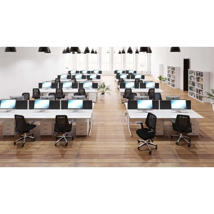 Dynamic Tilt & Lock Task Operator Chair Folding & Removable Arms Relay Black Back, Maringa Teal Seat Without Headrest Medium Back