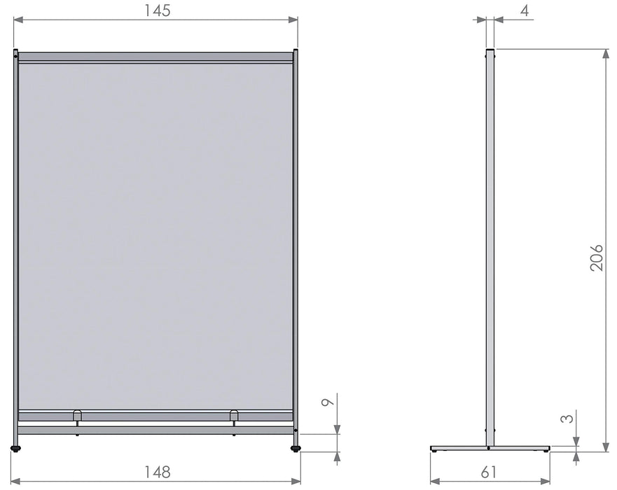 Nobo Freestanding Protective Room Divider Screen Premium Plus 2060 x 1480 x 610mm Metal, PVC Silver