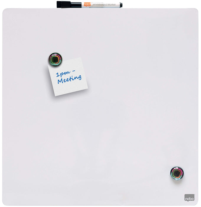 Nobo Mini Wall Mountable Magnetic Whiteboard Tile 1903802 Lacquered Steel Frameless 360 mm x 360 mm White