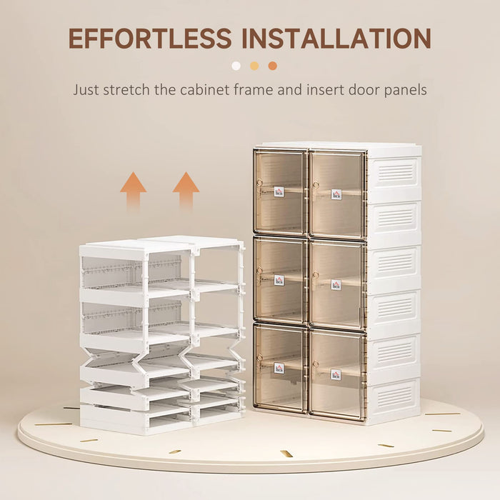 HOMCOM Shoe Cabinet PET (Polyethylene Terephthalate),PP (Polypropylen) White and Brown 53 x 32 x 100 cm