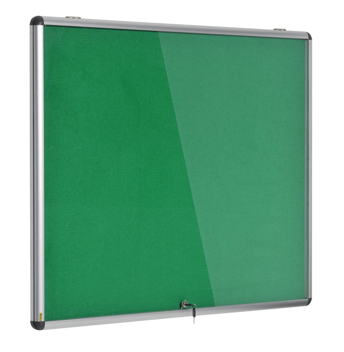 Bi-Office Enclore Fire Retardant Lockable Notice Board Non Magnetic 8 x A4 Wall Mounted 92.4 (W) x 65.3 (H) cm Green