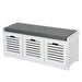 HOMCOM White Storage Bench with 2 Drawers and Removable Grey Seat