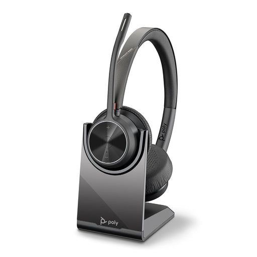 Poly Voyager 4320 UC Stereo USB-A Headset and BT700 USB-A Dongle with Charging Stand