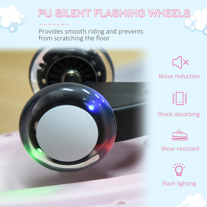 HOMCOM Ride on Wiggle Car with LED Flashing Wheels Grey,Pink