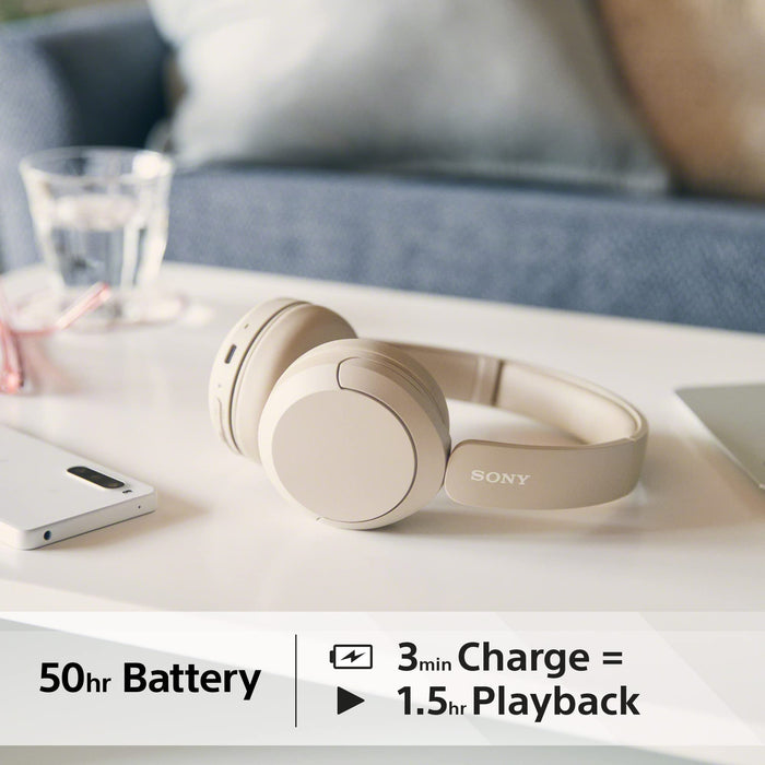 Sony WH-CH520 Headset Wireless Head-band Calls Music USB Type-C Bluetooth Charging stand Cream