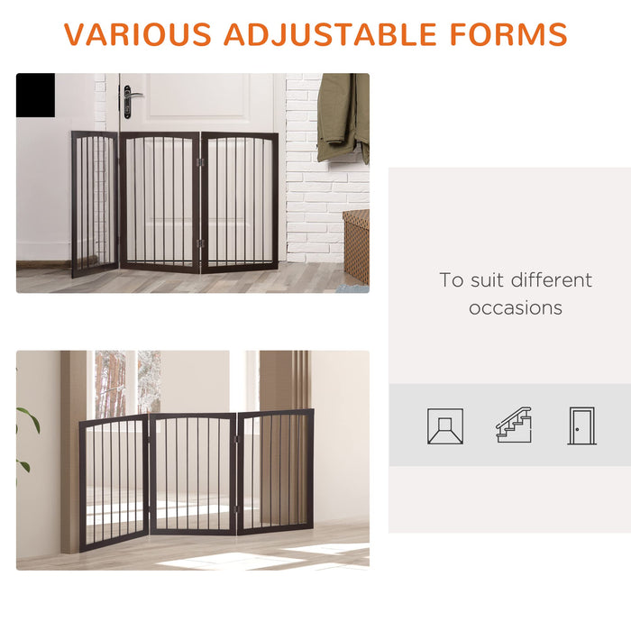 PawHut Folding Pet Gate Dark brown 1540 mm x 12 mm x 760 mm