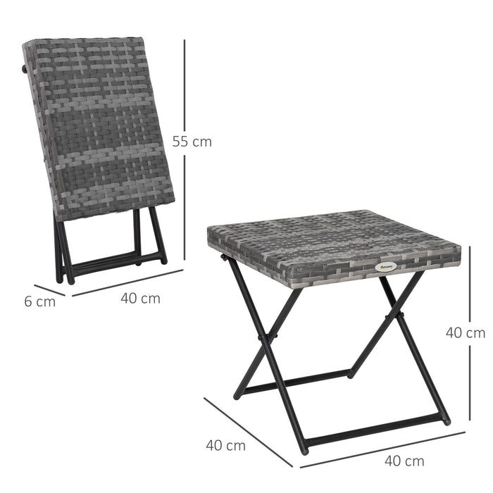 OutSunny Coffee Table 867-034GY PE Rattan,Steel Frame 400 x 400 x 400 mm