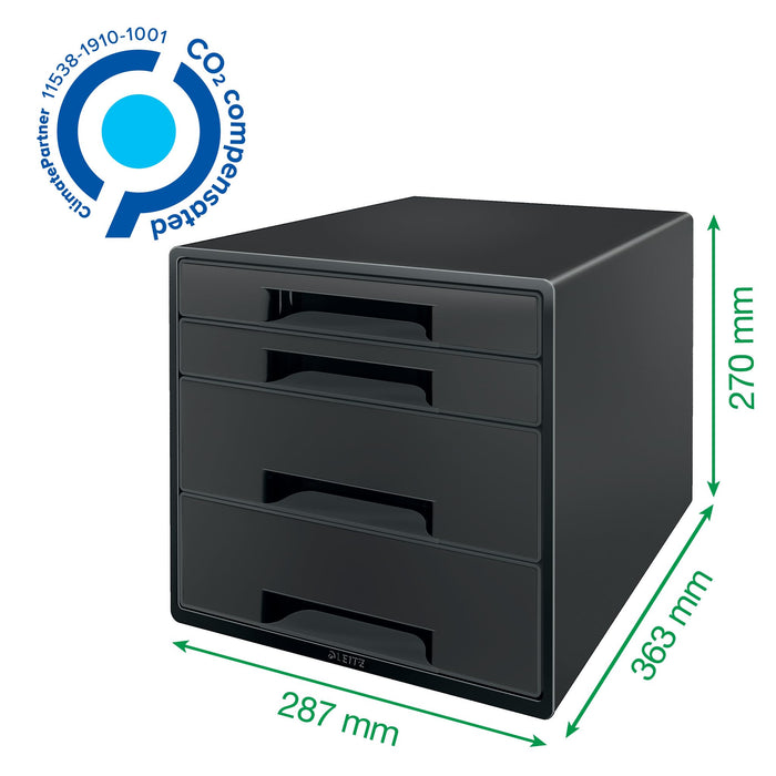 Leitz Recycle 4 Drawer Unit Black - 53720095