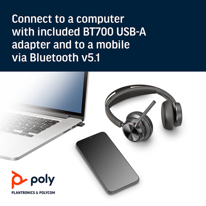 POLY Voyager Focus 2 UC USB-A Bluetooth Wireless Stereo Headset