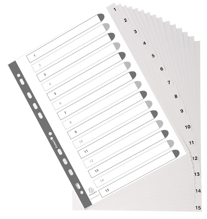 Exacompta Index Tabs A4+ Grey 1 to 15