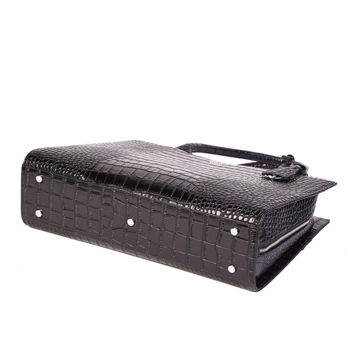 SOCHA Ladies Laptop Bag Croco Jet Black 42 x 13 x 31.5 cm Black