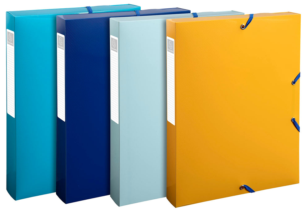 Exacompta Bee Blue Box File A4 Assorted Colours (Pack 8) - 59140E