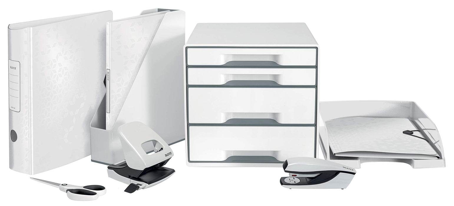 Leitz 180° WOW Lever Arch File A4 50 mm White 2 ring 1006 Laminated Cardboard Portrait