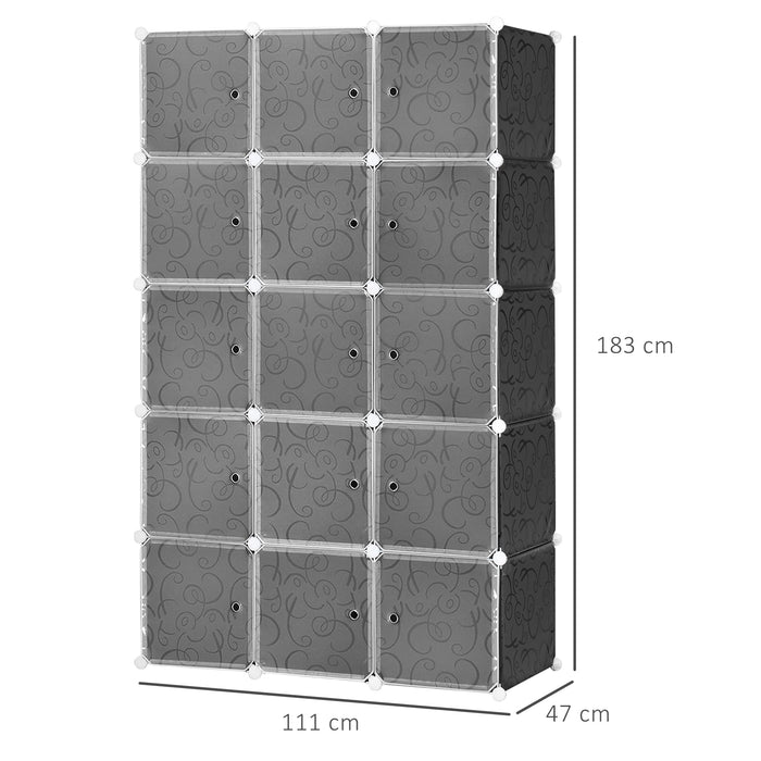 HOMCOM Wardrobe 831-248 Metal, Plastic Black, White 470 mm x 1110 mm x 1830 mm