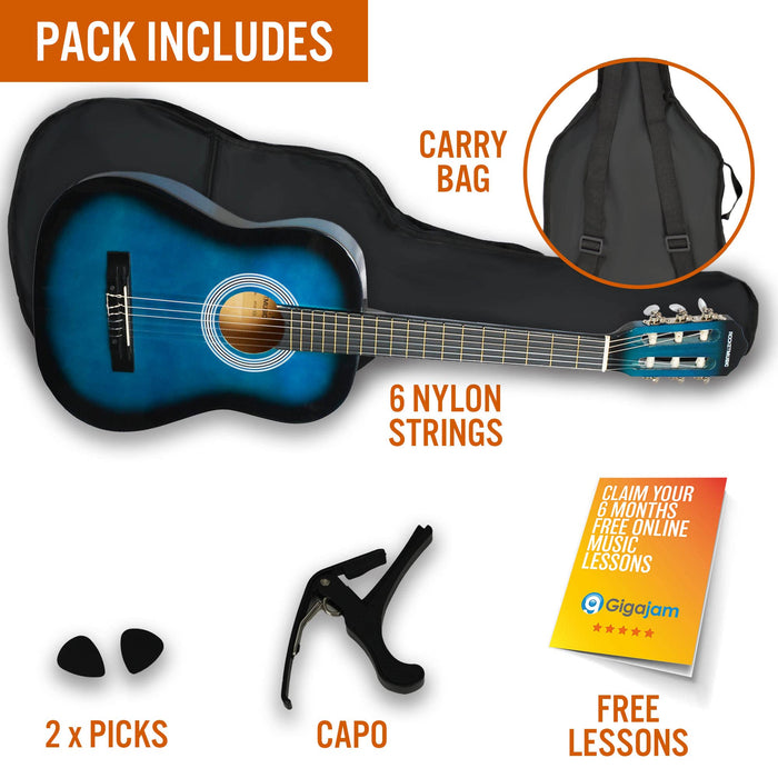 3rd Avenue Classical Guitar Rocket Series 3/4 Size Blueburst Set