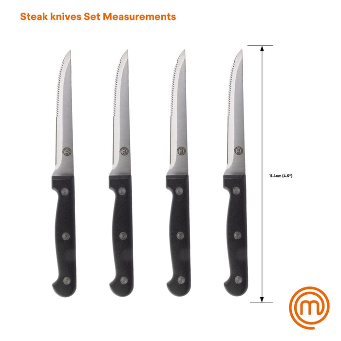 MasterChef Steak Knife Set Stainless Steel, ABS Black, Silver 11 cm