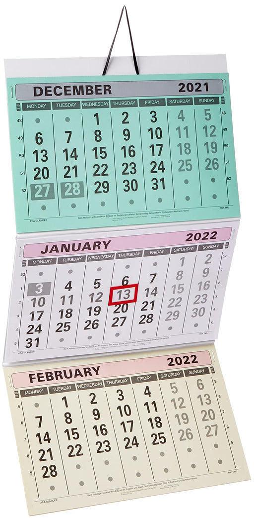 At-A-Glance 3 Monthly Calendar 2024