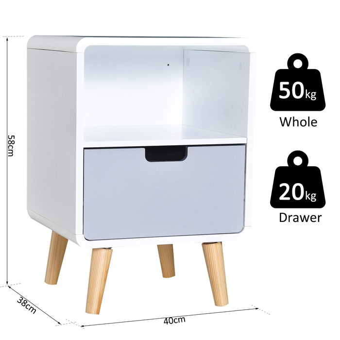 HOMCOM Bedside Table 580 x 380 x 380 mm White
