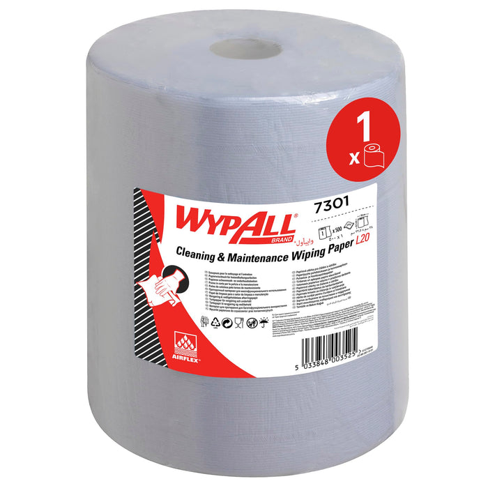 WYPALL Wiping Paper Roll Blue 2-ply 7301 500 Sheets