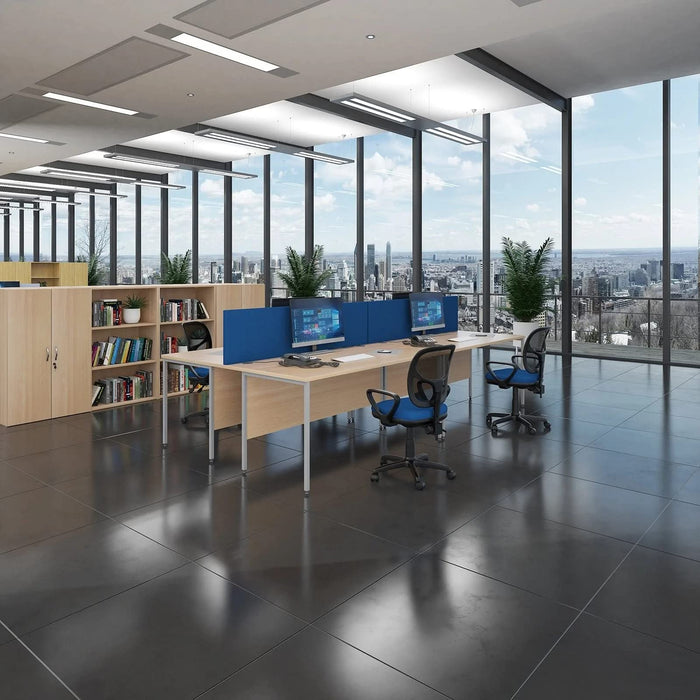 Dams International Straight Desk with White MFC Top and Silver H-Frame Legs and Two & Three Lockable Drawer Pedestals Contract 25 1800 x 800 x 725mm