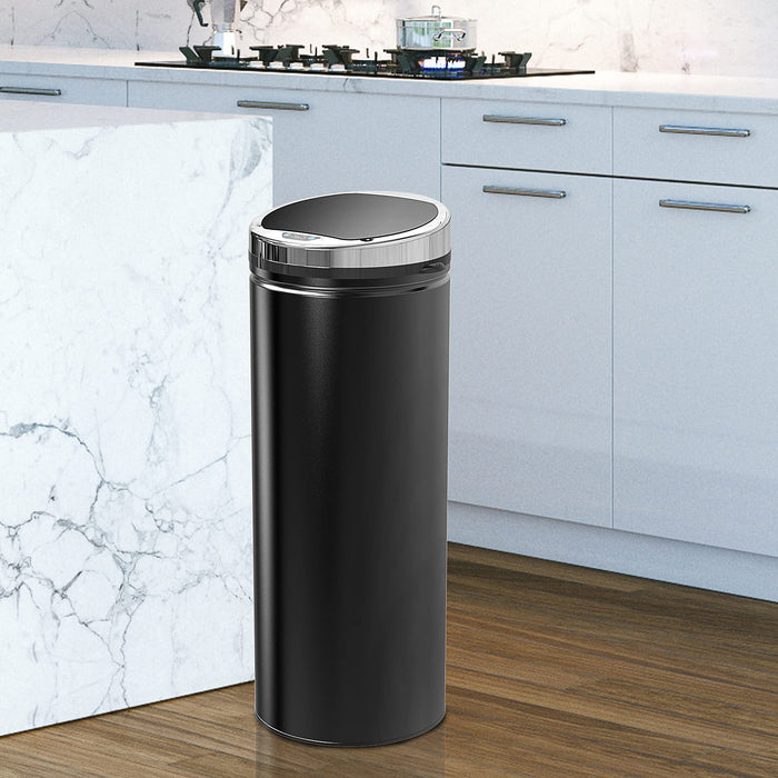 HOMCOM Trash Can Stainless Steel Black 30.5 x 81.5 cm