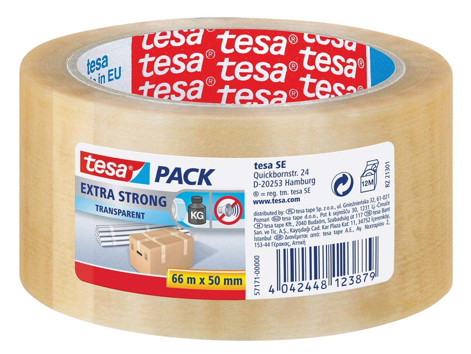 tesapack Packaging Tape tesapack Extra Strong Transparent 50 mm (W) x 66 m (L) Plastic