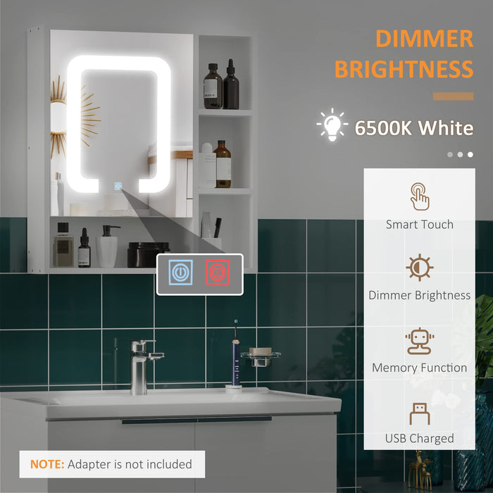 kleankin Mirror Cabinet Glass,MDF (Medium-Density Fibreboard) White 60 x 15 x 65 cm