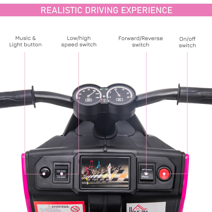 HOMCOM Kids Electric Motorcycle Ride-On Toy Pink