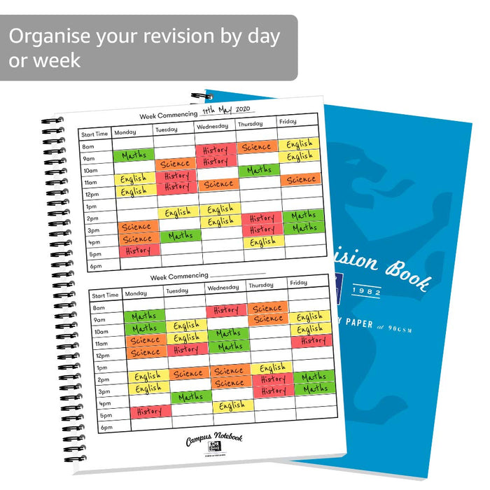 OXFORD Revision Book 400140013 A4+ Ruled Twin Wire Card Assorted Perforated 80 Pages Pack of 3