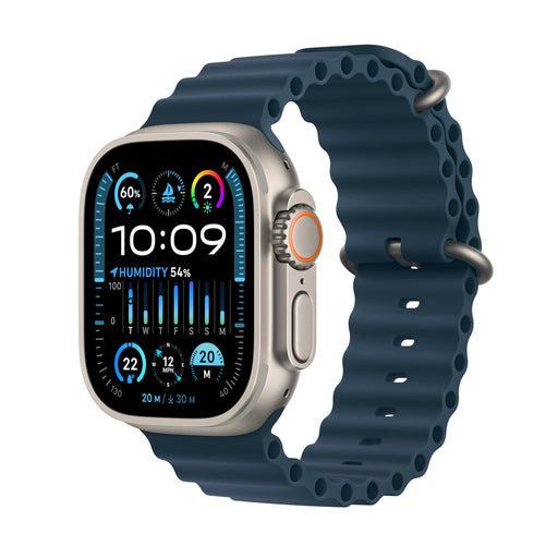 Apple Watch Ultra 2 - 49 mm - titanium - smart watch with Ocean band - fluoroelastomer - blue - wrist size: 130-200 mm - 64 GB - Wi-Fi, LTE, UWB, Bluetooth - 4G - 61.4 g
